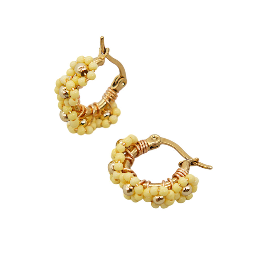 925 Silver Handmade Glass Flower Hoop Earrings