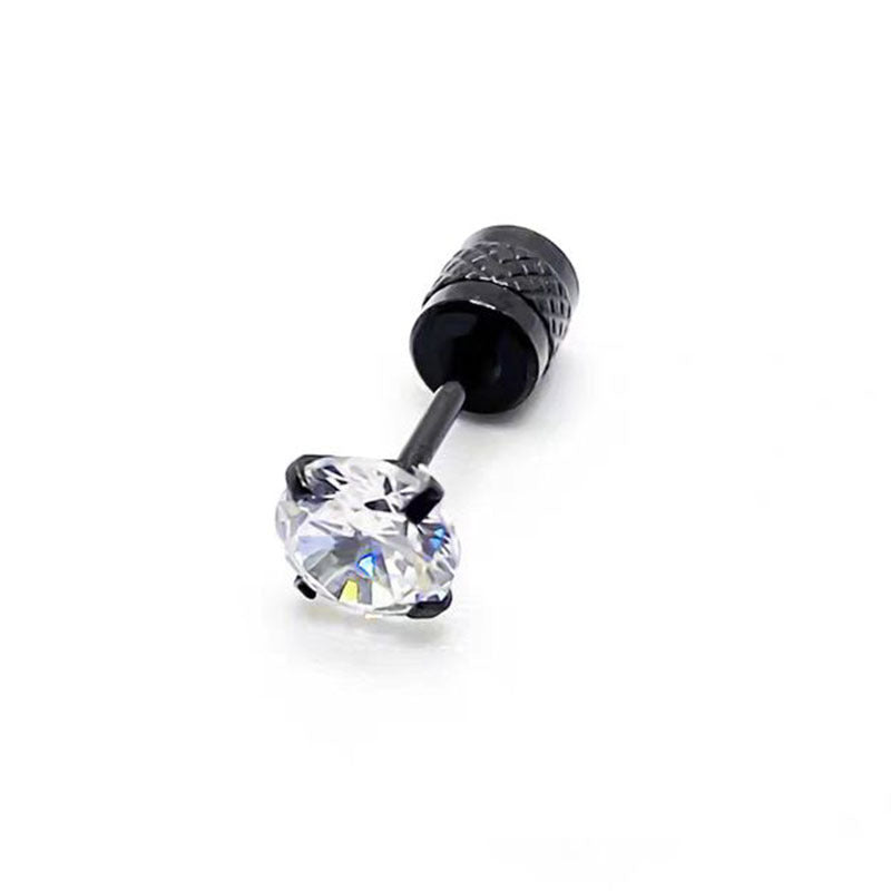 Titanium Round Zirconia Screw Back Stud Earrings