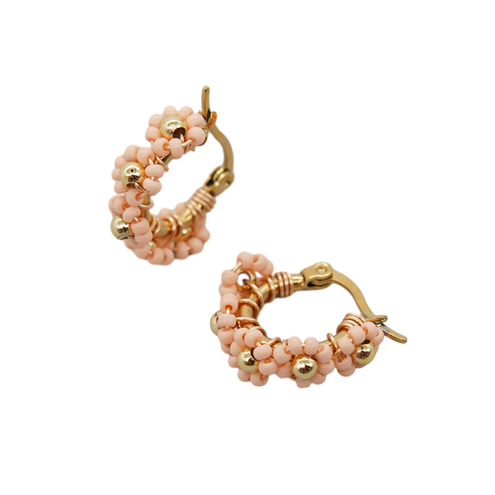 925 Silver Handmade Glass Flower Hoop Earrings