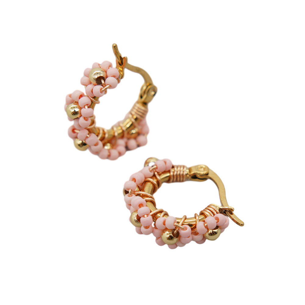 925 Silver Handmade Glass Flower Hoop Earrings