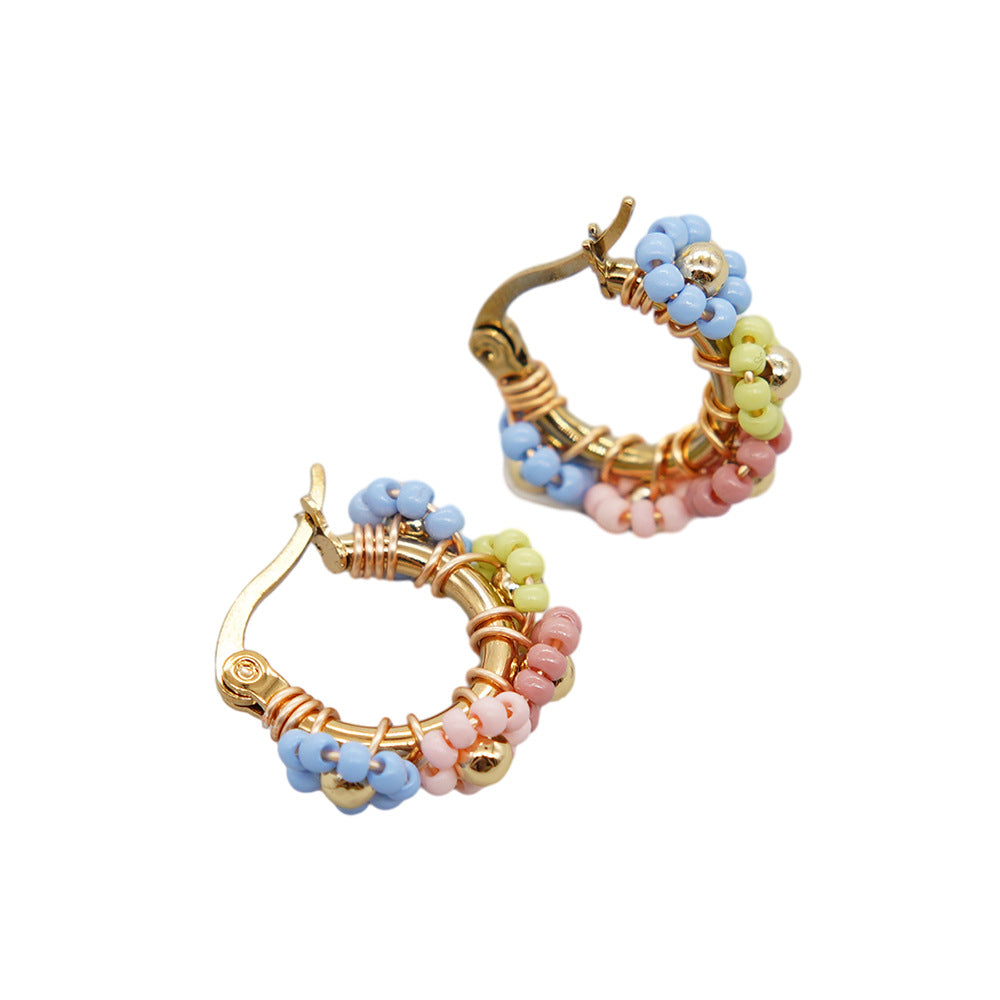 925 Silver Handmade Glass Flower Hoop Earrings