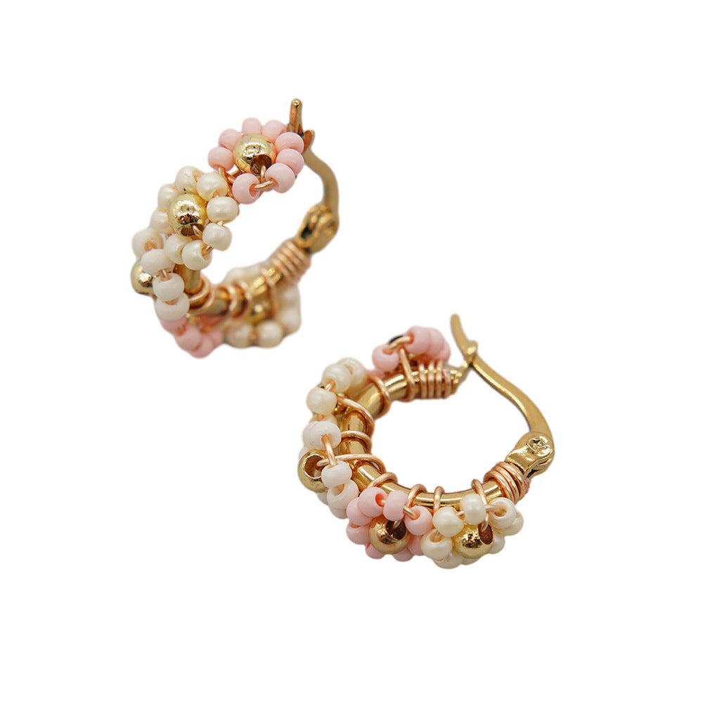 925 Silver Handmade Glass Flower Hoop Earrings