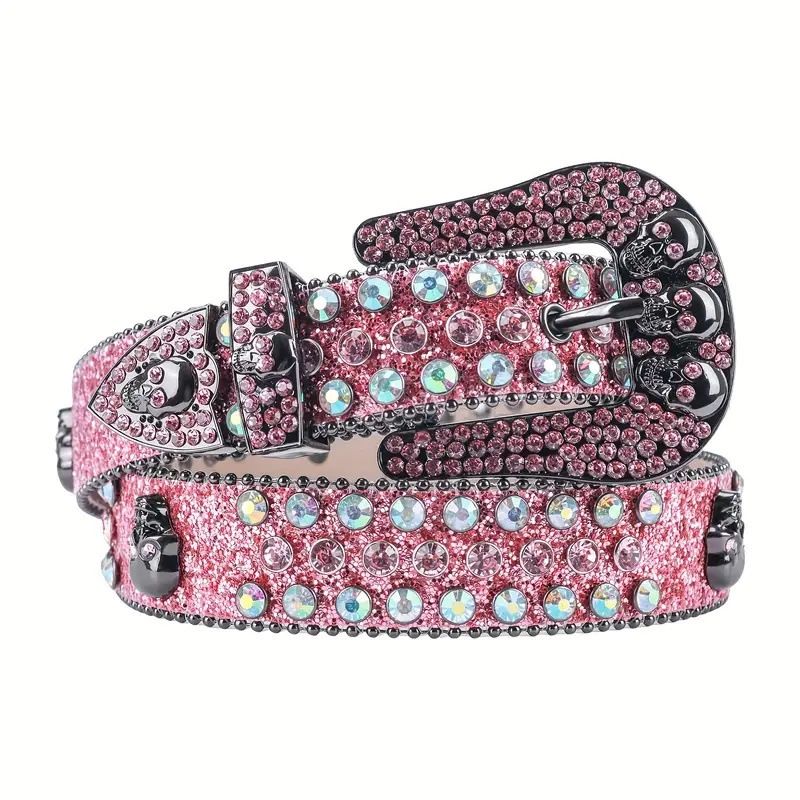 LoopStone Punk Skull Burst Flash Rhinestone Versatile Rivet Belt