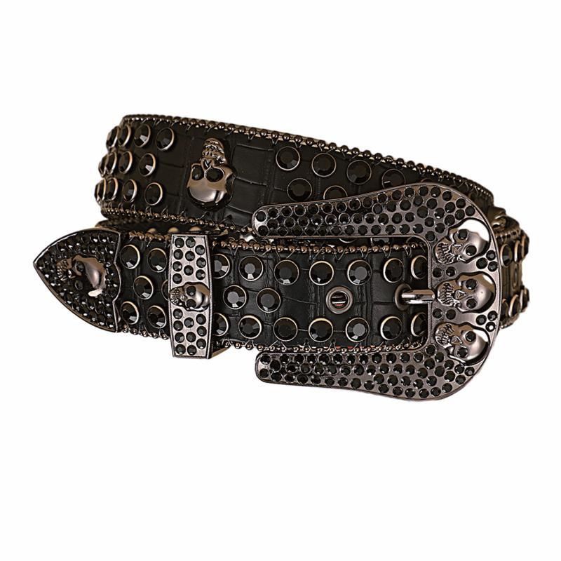 LoopStone Punk Skull Burst Flash Rhinestone Versatile Rivet Belt