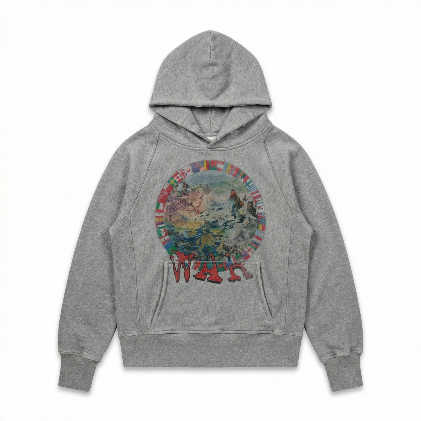 AOKLOK® Vintage Graphic Hoodie – Washed Grey Edition