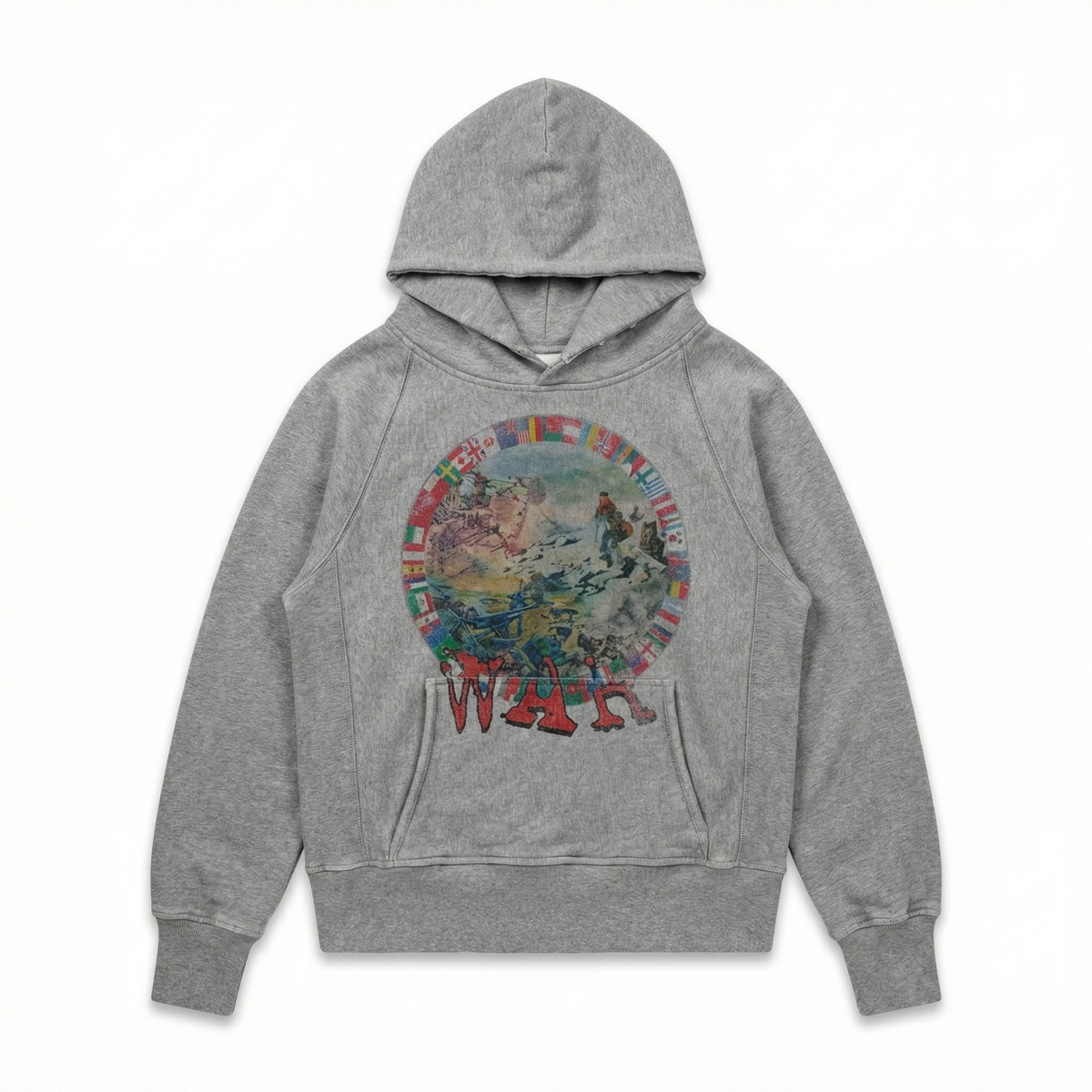 AOKLOK® Vintage Graphic Hoodie – Washed Grey Edition
